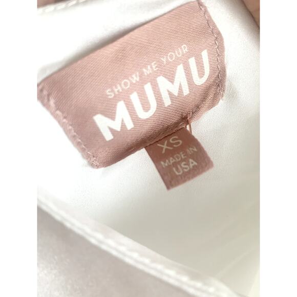 Show Me Your Mumu Jasmine Mini Bridal Dress in Ivory Luxe Satin XS - Picture 6 of 7